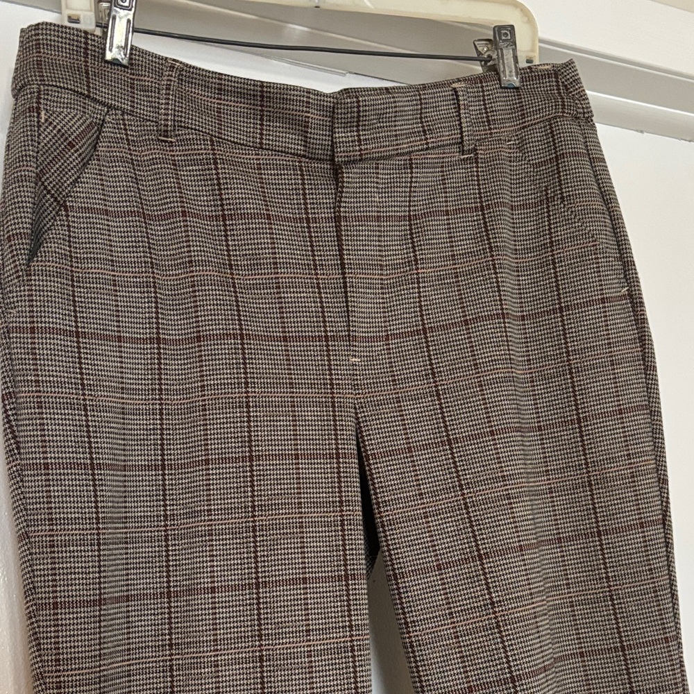 Democracy pull on stretch Brown Plaid Pants - Picture 2 of 6